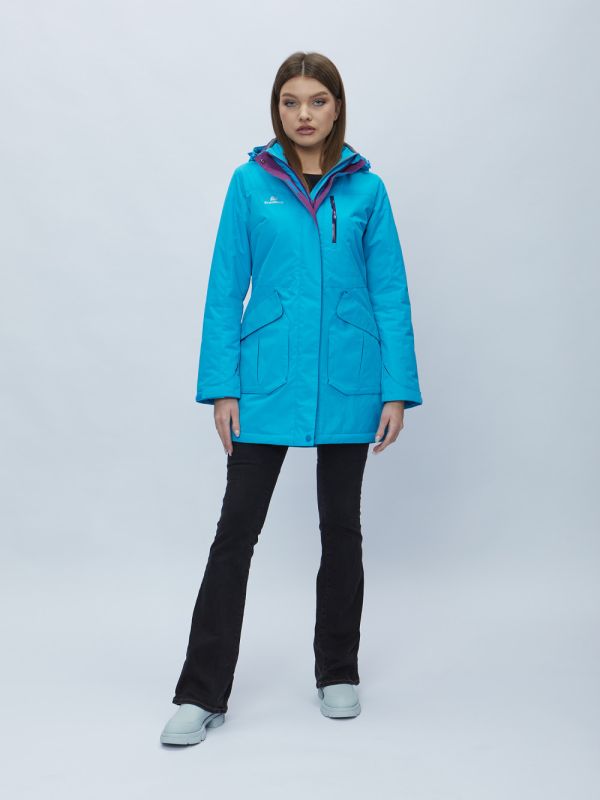 Women's blue hooded parka 551996S